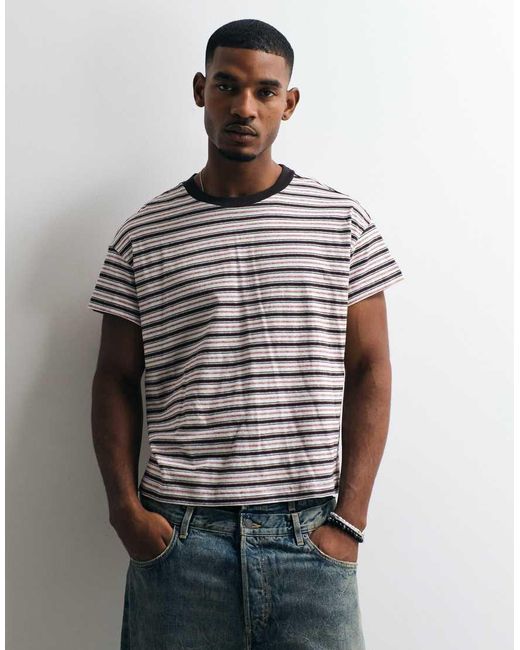 Weekday White T-shirt With Cap Sleeve Detail for men