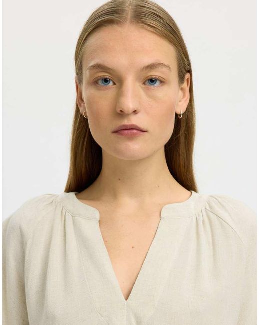 SELECTED Natural V-Neck Blouse