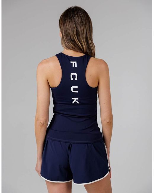 French Connection Blue Fcuk Sports Racer Tank Top