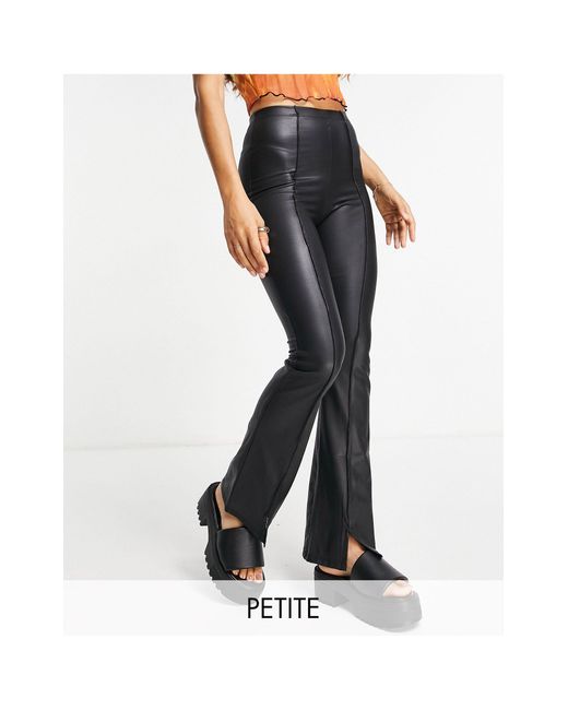 TOPSHOP Petite Wetlook Split Front Flare | Lyst Australia