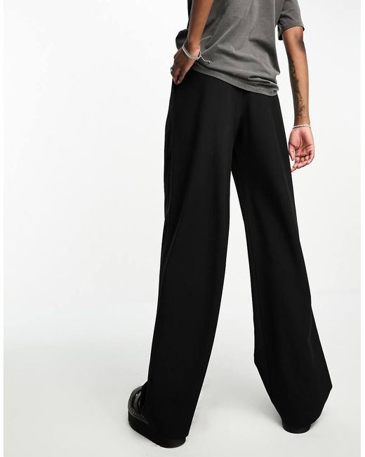 Pantalones De Sastre Negros De Pernera Ancha Con Pinzas De Asos Design Tall ASOS de color Black