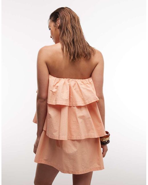 ASOS Orange Mini Bandeau Dress With Ruffle Details