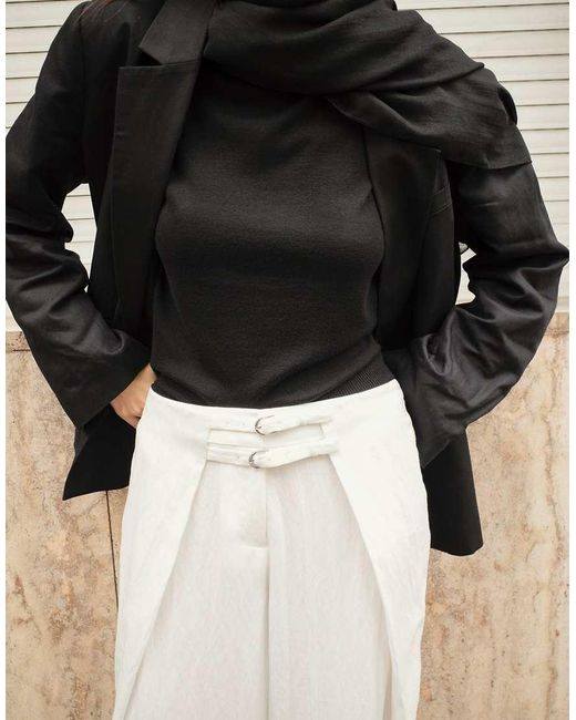NA-KD White Belt Detailed Wide Trouser