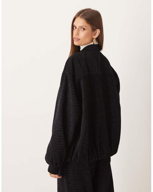 ASOS Black Oversized Boucle Bomber Co-ord With Wrap Back