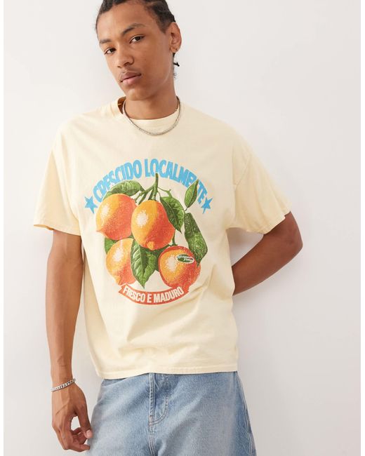 T-shirt oversize avec imprimé citron - babeurre Reclaimed (vintage) pour homme en coloris Gray