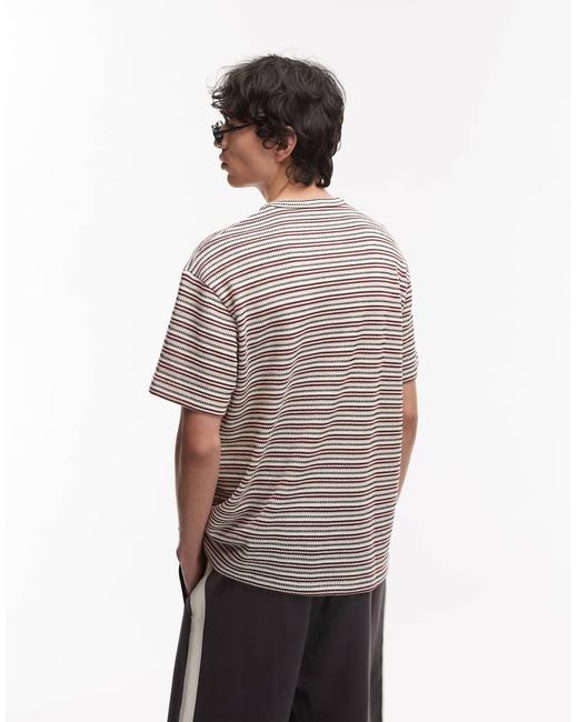 Camiseta A Rayas Extragrande De Punto De -Marrón Topman de hombre de color White
