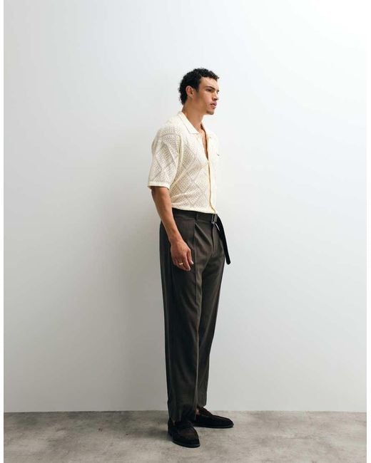 Prohibited Natural Knitted Lace Shirt for men