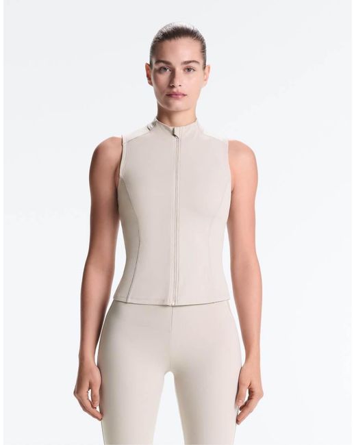 Oysho White Sleeveless Zip T-Shirt