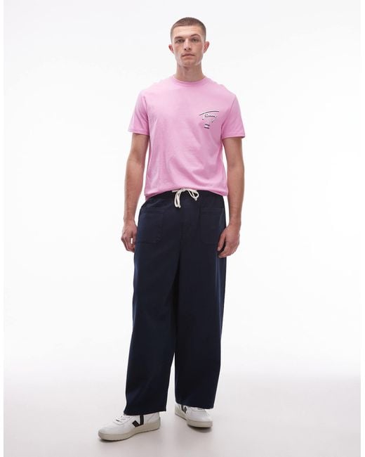 Tommy Hilfiger Pink Signature Backprint T-shirt for men