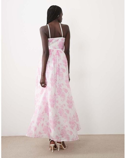 True Decadence Pink Lace Trim Maxi-Dress