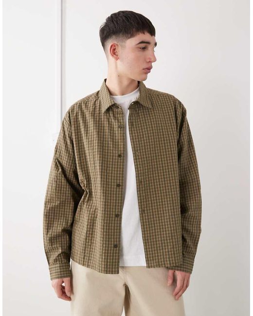 Collusion Natural Long Sleeve Boxy Shirt for men