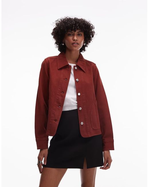 Chaqueta Vaquera Rojo Óxido Estilo Camisa Con Acabado Sobretintado Y Solapas En Contraste De ARKET de color Red