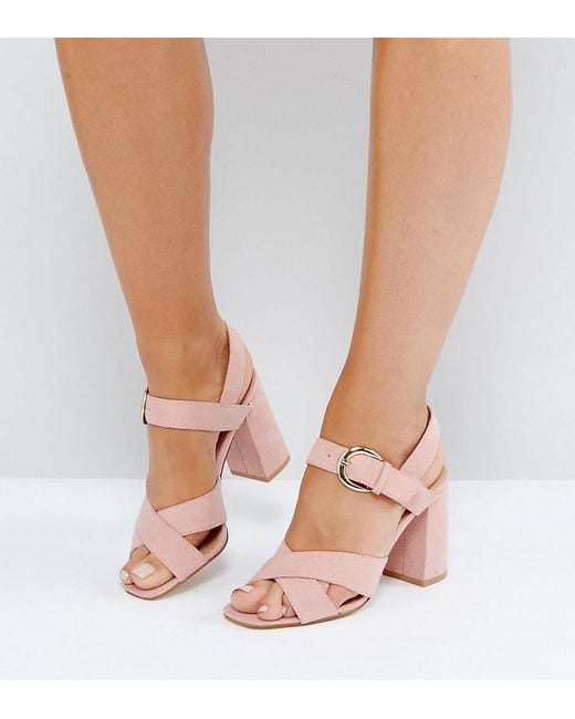 Truffle Collection Pink Wide Fit Block Heel Sandal