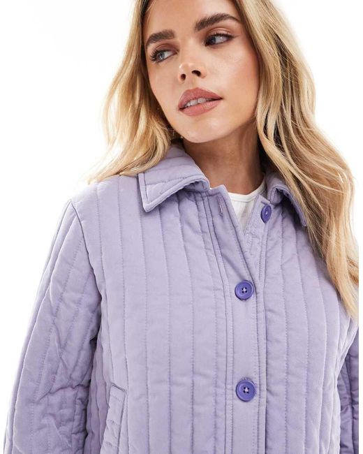 ASOS Purple Asos Design Petite Washed Quilted Shacket