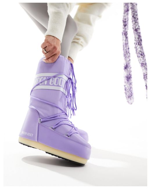Stivali da neve alla caviglia lilla di Moon Boot in Purple