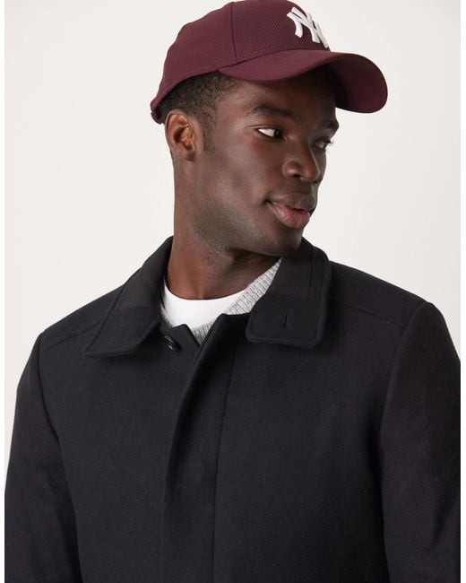 SELECTED Blue Reuben Overcoat With Funnel Neck for men