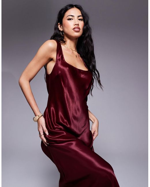 ASOS Purple Satin Scoop Neck Satin Maxi Dress