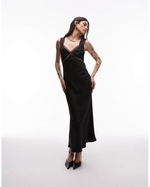 Nia Rosario Satin Camisole Midaxi Dress in Black | Lyst Australia