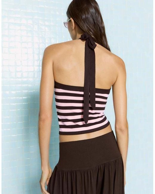 Bershka Pink Halter Knit Top