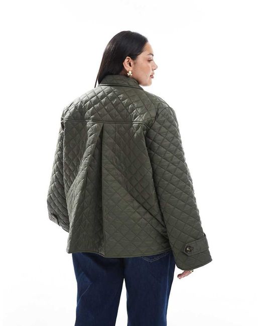 Vero Moda Green Button Down Quilted Jacket