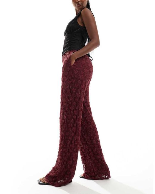 Threadbare Red Wide Leg Lace Pants