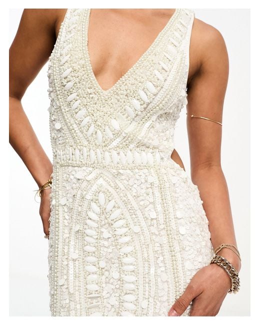 A Star Is Born White Embellished Open Back Maxi Dress