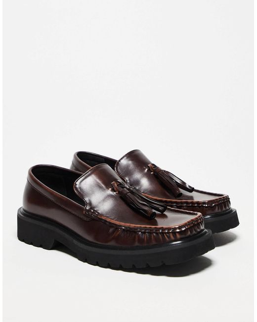 ASOS Black Square Toe Loafers for men
