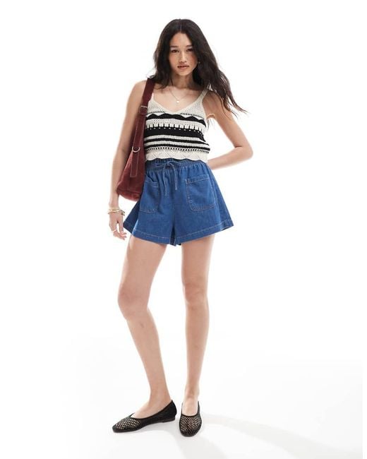 Pantalones Cortos Vaqueros Sin Cierres De ASOS de color Blue