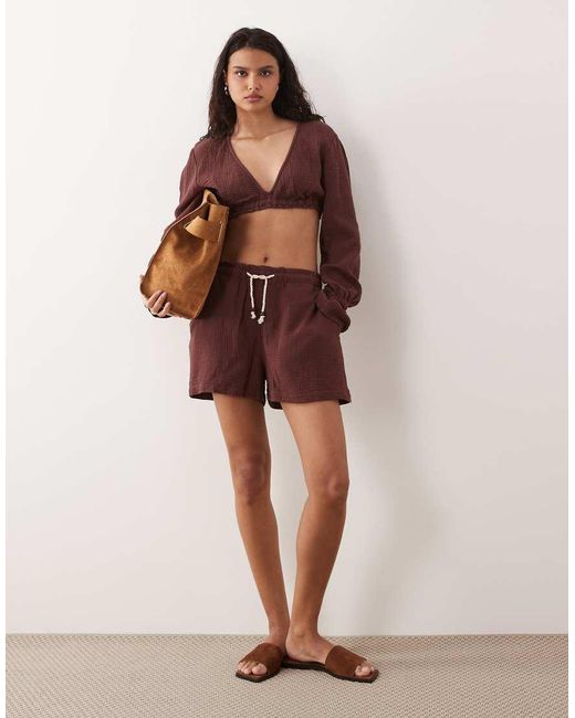 ASOS Brown Off Shoulder Top Co-ord