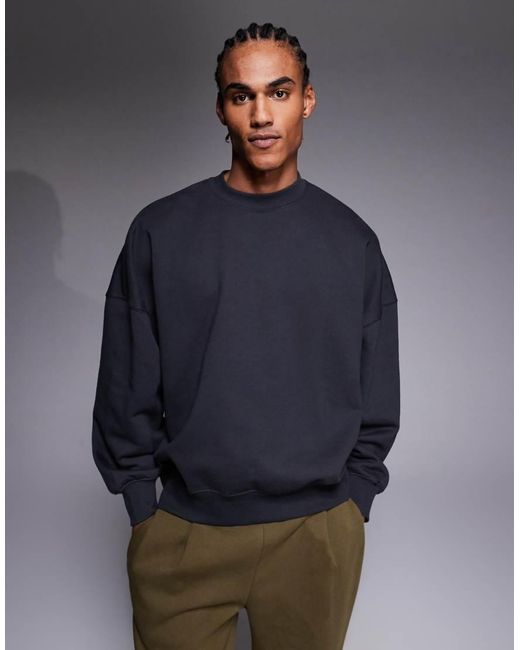 ASOS Blue Premium Heavyweight Extreme Oversized Sweatshirt for men