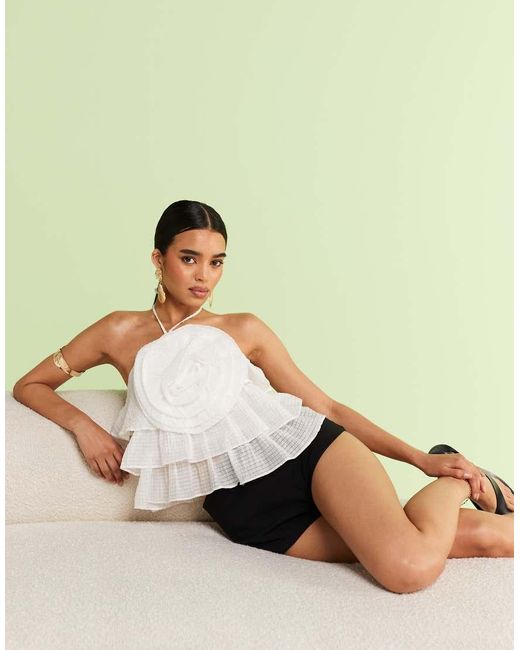 Top Con Flor Llamativa De Object de color Green