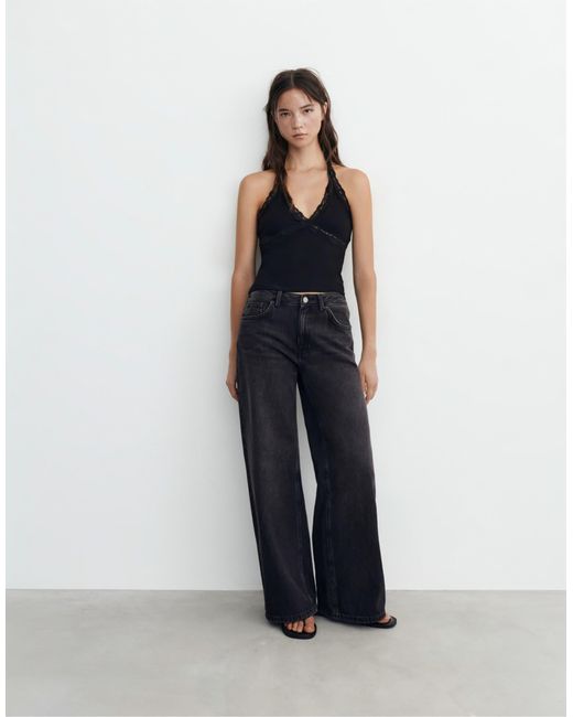 Top dos nu bordé Pull&Bear en coloris Blue