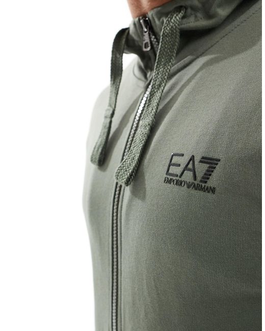 EA7 Green Armani Logo Sweat Full Zip Hoodie And jogger Tracksuit for men