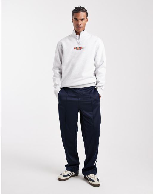 Parlez White 1/4 Zip Embroidered Logo Sweatshirt for men