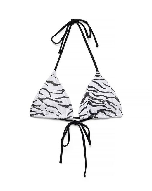 NA-KD Black Zebra Printed Triangle Bikini Top