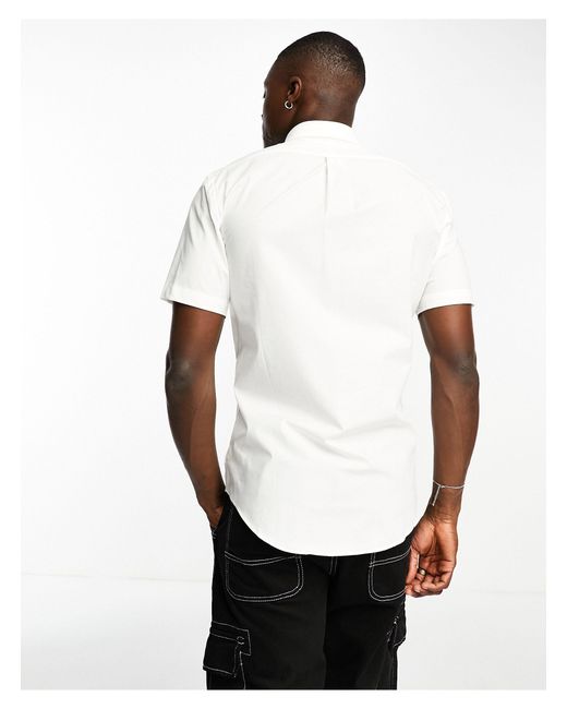 Polo Ralph Lauren White Icon Logo Short Sleeve Poplin Shirt Slim Fit for men