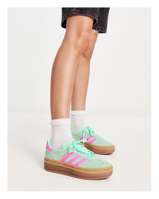 Gazelle bold - sneakers verdi e rosa con suola platform di adidas Originals  in Bianco | Lyst