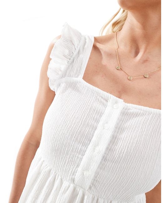 Mama.licious White Mamalicious Maternity Textured Jersey Midi Dress With Frill Detail