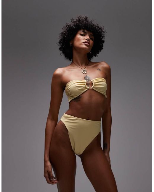 TOPSHOP Gray Thailand Bandeau Bikini Top With Metal Trim
