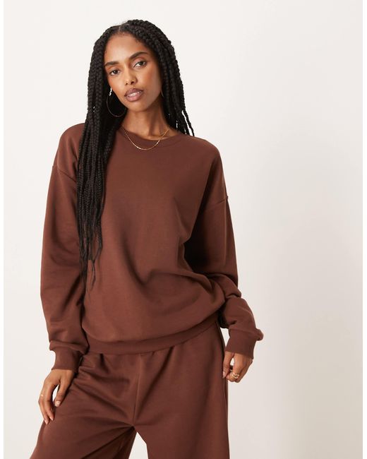 ASOS Brown Oversized Sweat Co Ord Top