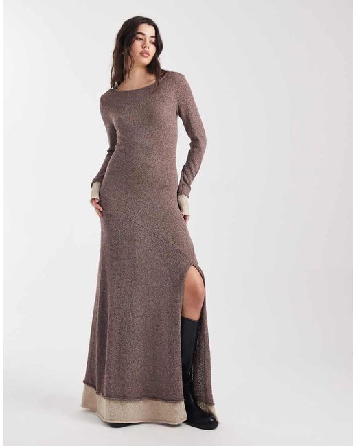 Daisy Street Brown Mock Double Layer True Knit Maxi Dress