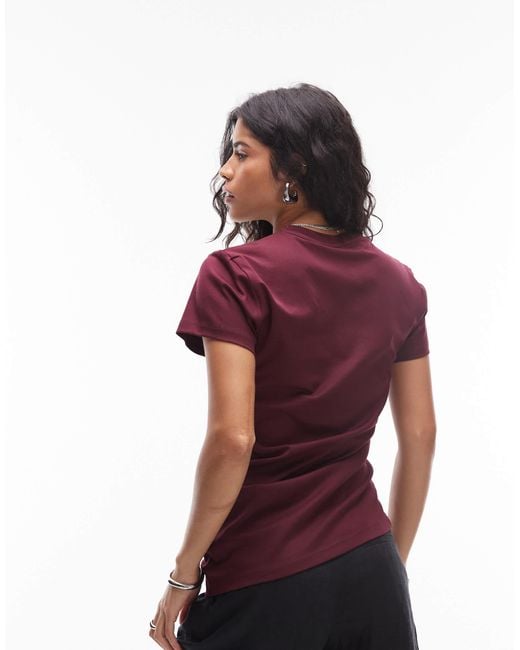 & Other Stories Red Long Line Jersey T-shirt With Asymmetric Drape Detail