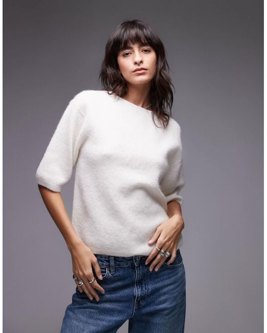ARKET Gray Alpaca Wool Blend Knitted Top With V-back
