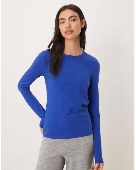 Abercrombie & Fitch Blue Soft Long Sleeve Crew Neck Top