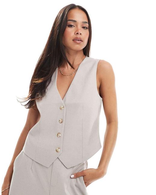 Object White Pinstripe Tailored Waistcoat Co-ord