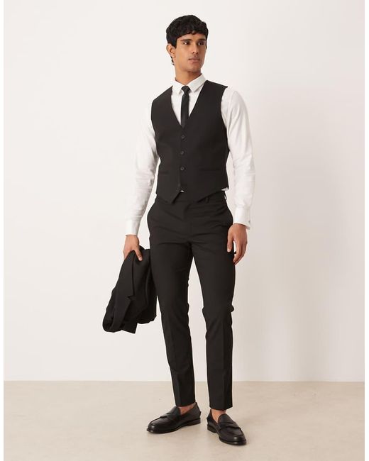 ASOS Black Skinny Suit Waistcoat for men