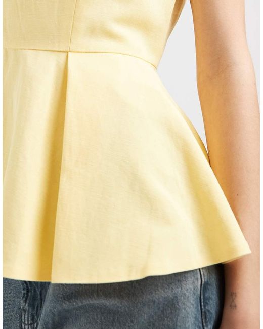 ASOS Yellow Tailored Peplum Shell Top
