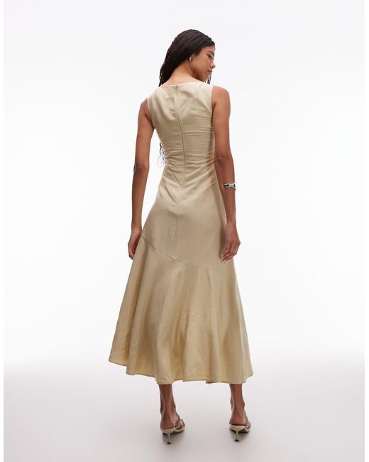 & Other Stories White Drapey Midaxi Dress With Asymmetric Flutter Hem