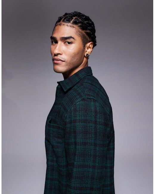 ASOS Blue Regular Flannel Check Shirt for men