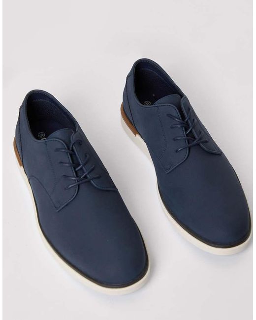 Threadbare Blue Faux Suede Derby Shoes for men